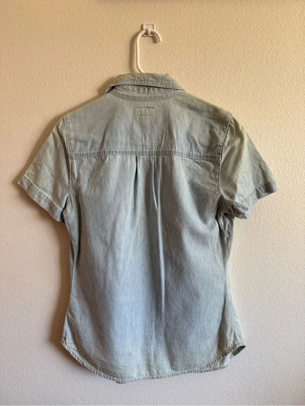 True Religion Pale Blue Denim Short Sleeve Button-Up Shirt